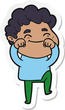 Bir insan tarafından çizilmiş, karikatür dostu bir adamın çıkartması.