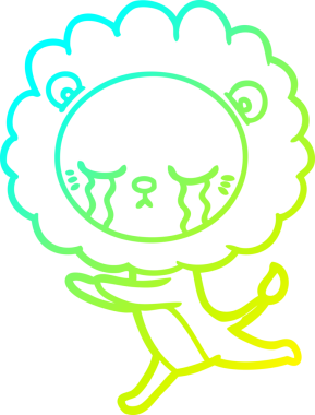 Bir insan tarafından çizilmiş ağlayan bir aslanın soğuk gradyan çizgisi.