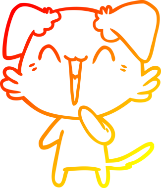 Bir insan tarafından çizilmiş gülen küçük bir köpek çizgi filmi.