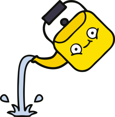 Bir insan tarafından çizilmiş tatlı bir çaydanlık karikatürü