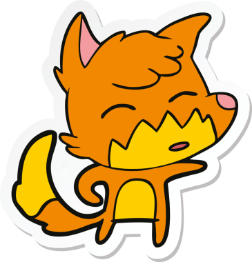 Bir insan tarafından çizilmiş bir tilkinin çıkartması.