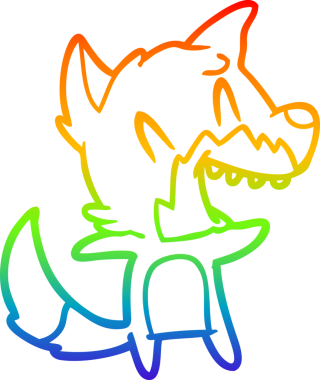 Bir insan tarafından çizilmiş gülen tilki çizgi filmi.