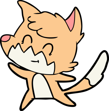 Bir insan tarafından çizilmiş çizgi film dostu tilki.