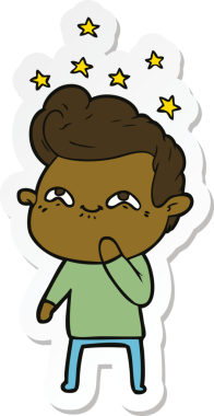 Bir insan tarafından çizilmiş heyecanlı bir adamın çıkartması.