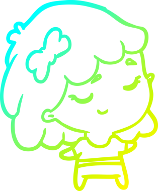 Bir insan tarafından çizilmiş güzel, mutlu bir kız çizimi.