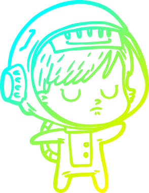 Bir insan tarafından çizilmiş soğuk gradyan çizgili astronot kadın çizimi.