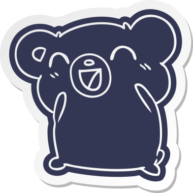 Çizgi film çıkartması kawaii Bir insan tarafından çizilmiş sevimli oyuncak ayı