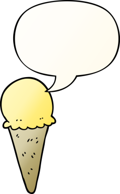 bir insan tarafından çizilmiş, konuşma baloncuklu çizgi film dondurması.