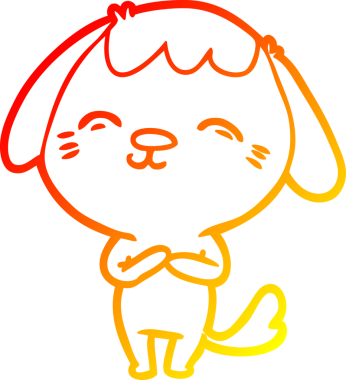 Bir insan tarafından çizilmiş mutlu çizgi film köpeğinin sıcak çizgi çizimi