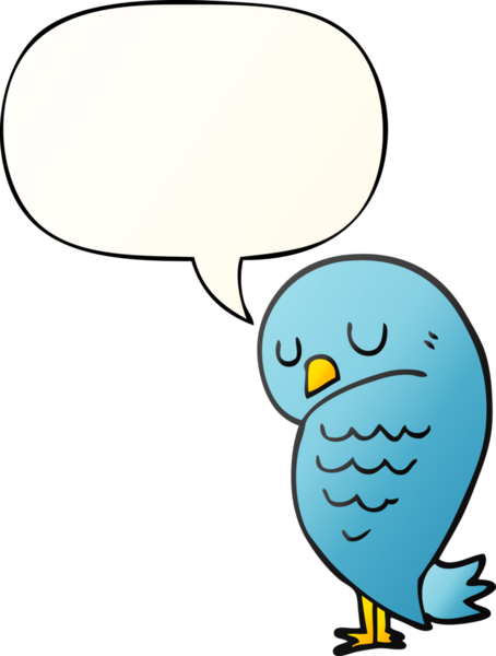 bir insan tarafından çizilmiş yumuşak eğimli konuşma baloncuklu çizgi film kuşu