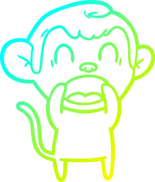 Bir insan tarafından çizilmiş bağıran çizgi film maymunu çizimi.