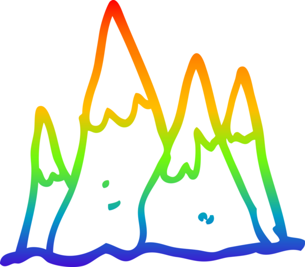 Bir insan tarafından çizilmiş gökkuşağı gradyan çizgi çizimi.