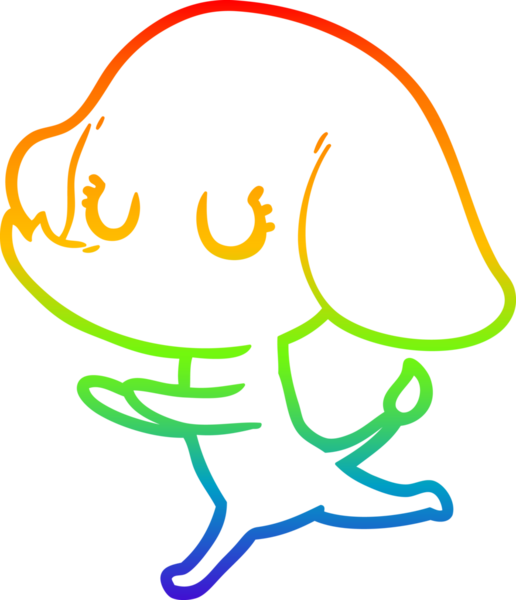 Gökkuşağı gradyan çizgisi bir insan tarafından çizilmiş şirin bir fil çizimi