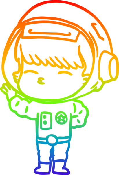 gökkuşağı gradyan çizimi bir insan tarafından çizilmiş meraklı astronot çizgi