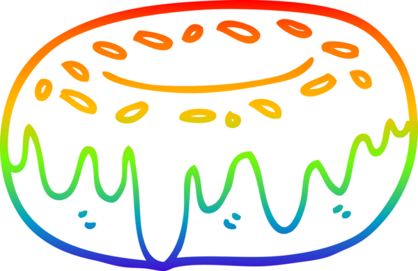 Gökkuşağı gradyan çizgi çizimi Bir insan tarafından çizilmiş bir çizgi film çöreği