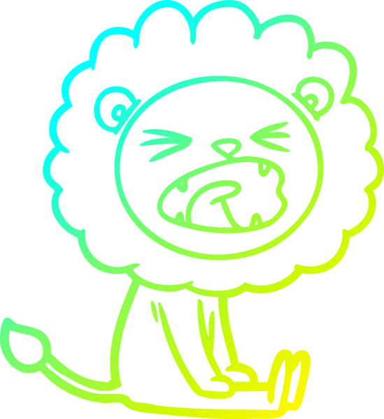 Bir insan tarafından çizilmiş kızgın bir aslanın soğuk çizgi çizimi.