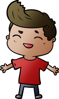 Bir insan tarafından çizilmiş gülen çizgi film adamı.