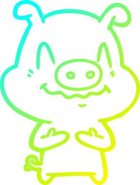 Bir insan tarafından çizilmiş bir domuz çizgi filminin soğuk gradyanı.