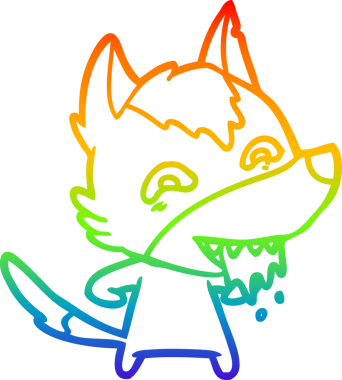 Gökkuşağı gradyan çizgisi insan tarafından çizilmiş aç bir kurt çizgi.