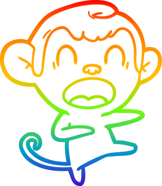 Bir insan tarafından çizilmiş bağıran çizgi film maymunu çizimi.