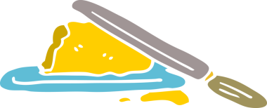 Bir insan tarafından çizilmiş tereyağı ve bıçak karalaması.