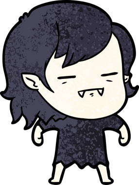 Bir insan tarafından çizilmiş ölümsüz vampir kız çizgi filmi.