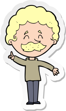 Bir insan tarafından çizilmiş fikri olan bir karikatürcünün çıkartması.