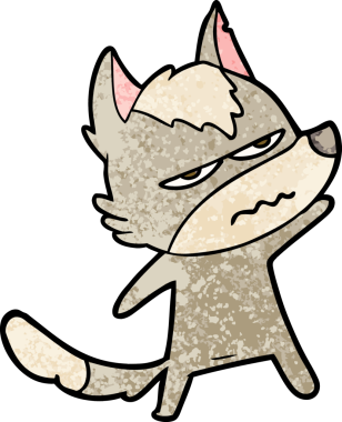 Bir insan tarafından çizilmiş rahatsız kurt çizgi filmi.