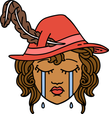 Retro Dövme Tarzı Bir insan tarafından çizilmiş ağlayan insan ozanı