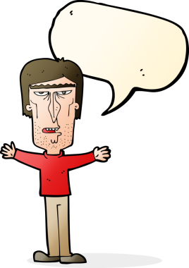 Bir insan tarafından çizilmiş konuşma balonlu kızgın adam çizgi filmi.