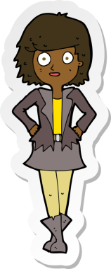 Bir insan tarafından çizilmiş ceketli bir kızın çıkartması.