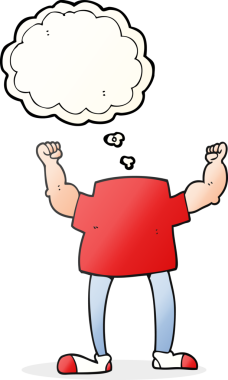 Bir insan tarafından çizilmiş serbest çizilmiş düşünce kabarcığı başsız adam.