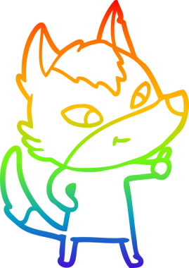 Gökkuşağı gradyan çizgisi. Bir insan tarafından çizilmiş dost bir kurt çizgi filmi.