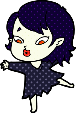 Bir insan tarafından çizilmiş şirin vampir kız çizgi filmi.