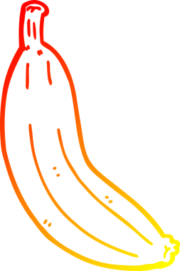 Bir insan tarafından çizilmiş bir muzun sıcak çizgi çizimi