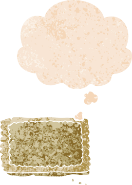 Düşünce baloncuklu çizgi film bisküvisi grunge sıkıntılı retro dokuma tarzı bir insan tarafından çizilmiş