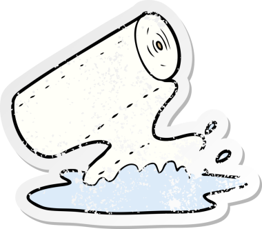 Çizgi film mutfak havlusunun sıkıntılı çıkartması. Bir insan tarafından çizilmiş.