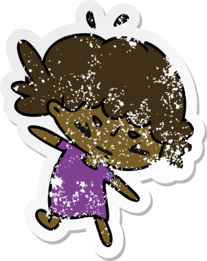 Bir insan tarafından çizilmiş sevimli bir kawai kızının sıkıntılı karikatür çizimi