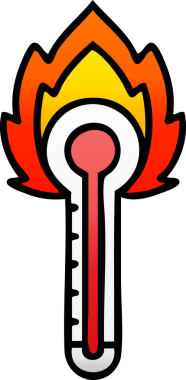 Bir insan tarafından çizilmiş sıcak cam termometrenin gölgeli çizimi