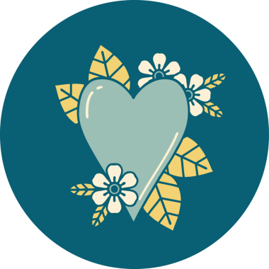 Bir insan tarafından çizilmiş botanik bir kalbin ikonik dövmesi.