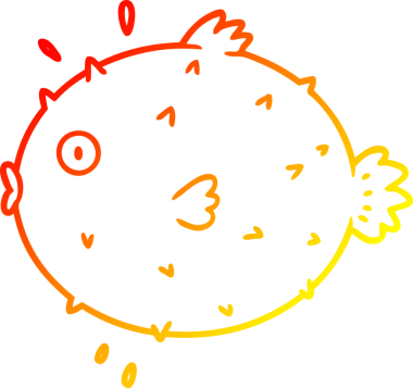 Bir insan tarafından çizilmiş balon balığının sıcak çizgi çizimi