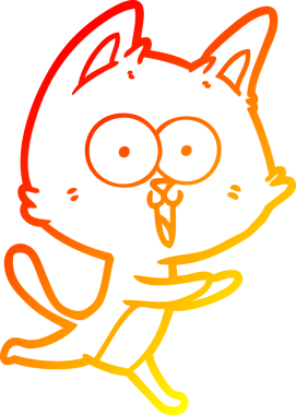 Bir insan tarafından çizilmiş komik bir çizgi film kedisinin sıcak çizgi çizimi