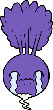 Bir insan tarafından çizilmiş ağlayan pancar çizgi filmi.