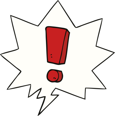 bir insan tarafından çizilmiş konuşma balonlu çizgi film ünlem işareti