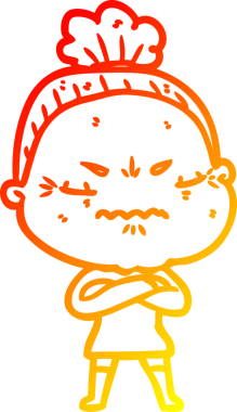 Bir insan tarafından çizilmiş, karikatür çizen yaşlı bir kadın.