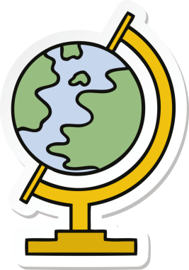 Bir insan tarafından çizilmiş dünya karikatürünün çıkartması.