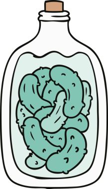 Bir insan tarafından çizilmiş turşu turşusu kavanozu.