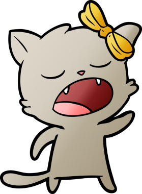 Bir insan tarafından miyavlanan kedi çizgi filmi.