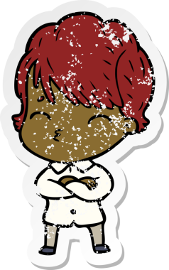 Bir insan tarafından çizilmiş bir karikatür kadının sıkıntılı çıkartması.