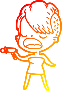 Bir insan tarafından çizilmiş havalı bir hippi kızın sıcak çizgi çizimi.